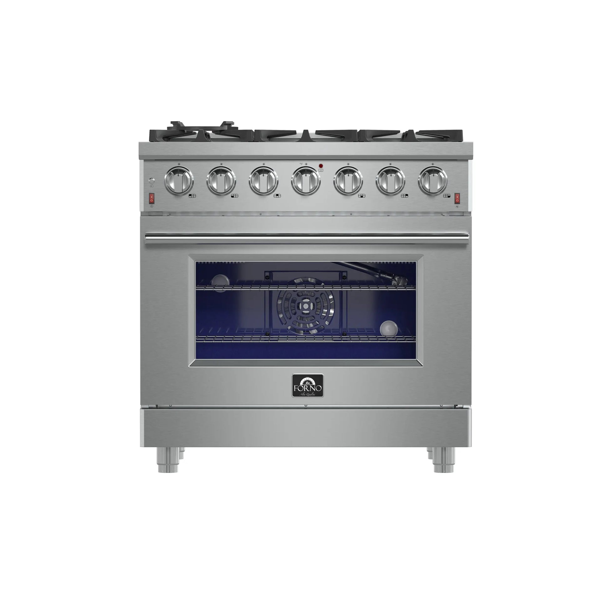 Forno Massimo 36-Inch Freestanding Gas Range, 6 Sealed Burners, Convection Oven, Energy Efficient FORNO