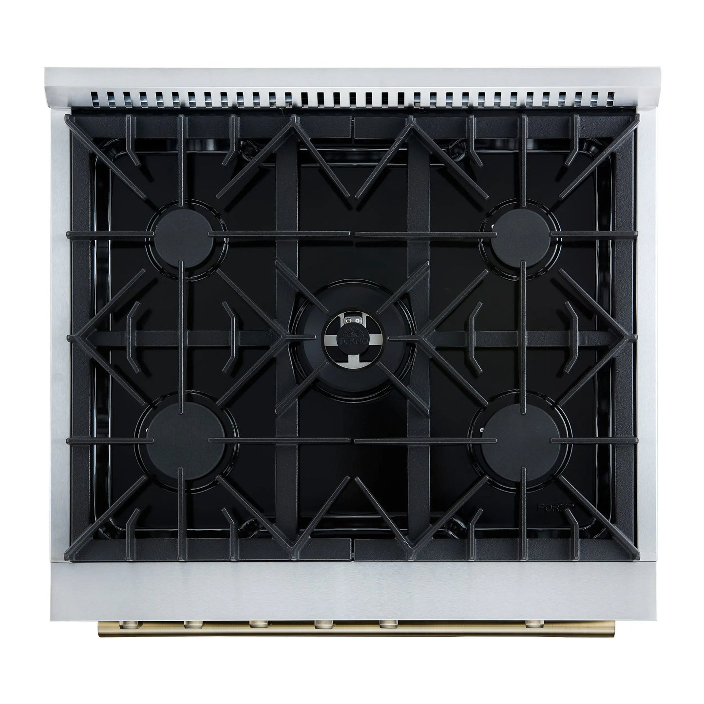 Giovanni 30-inch Gas Range White & Antique Brass Design, 5 Burners 67,000 BTU, 4.32 cu.ft. Convection Oven FORNO
