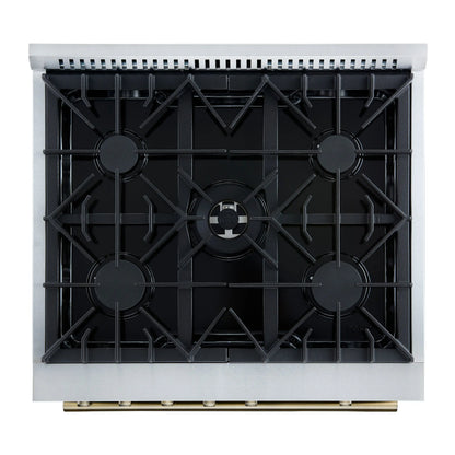 Giovanni 30-inch Gas Range White & Antique Brass Design, 5 Burners 67,000 BTU, 4.32 cu.ft. Convection Oven FORNO