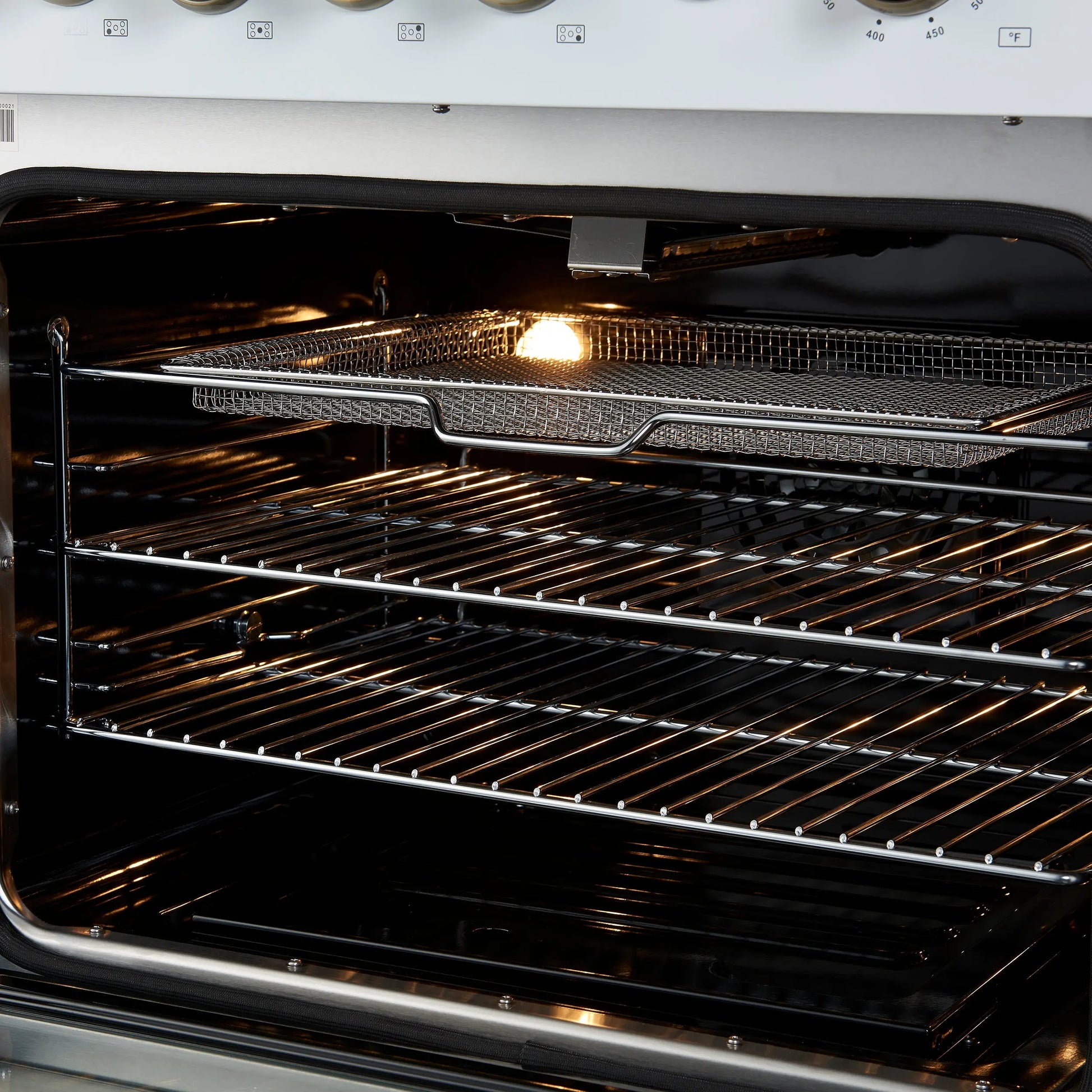 Giovanni 30-inch Gas Range White & Antique Brass Design, 5 Burners 67,000 BTU, 4.32 cu.ft. Convection Oven FORNO