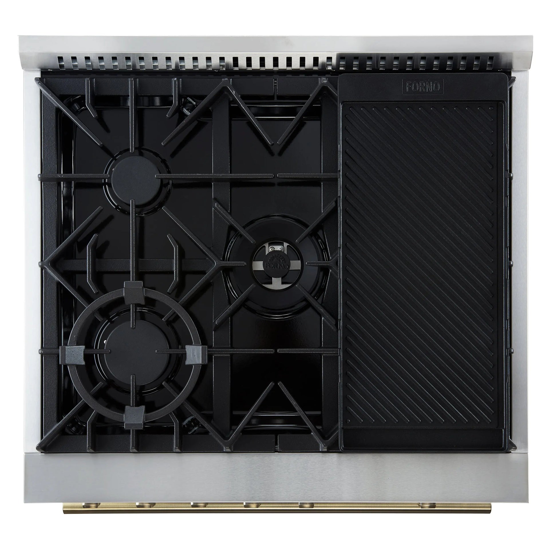 Giovanni 30-inch Gas Range White & Antique Brass Design, 5 Burners 67,000 BTU, 4.32 cu.ft. Convection Oven FORNO