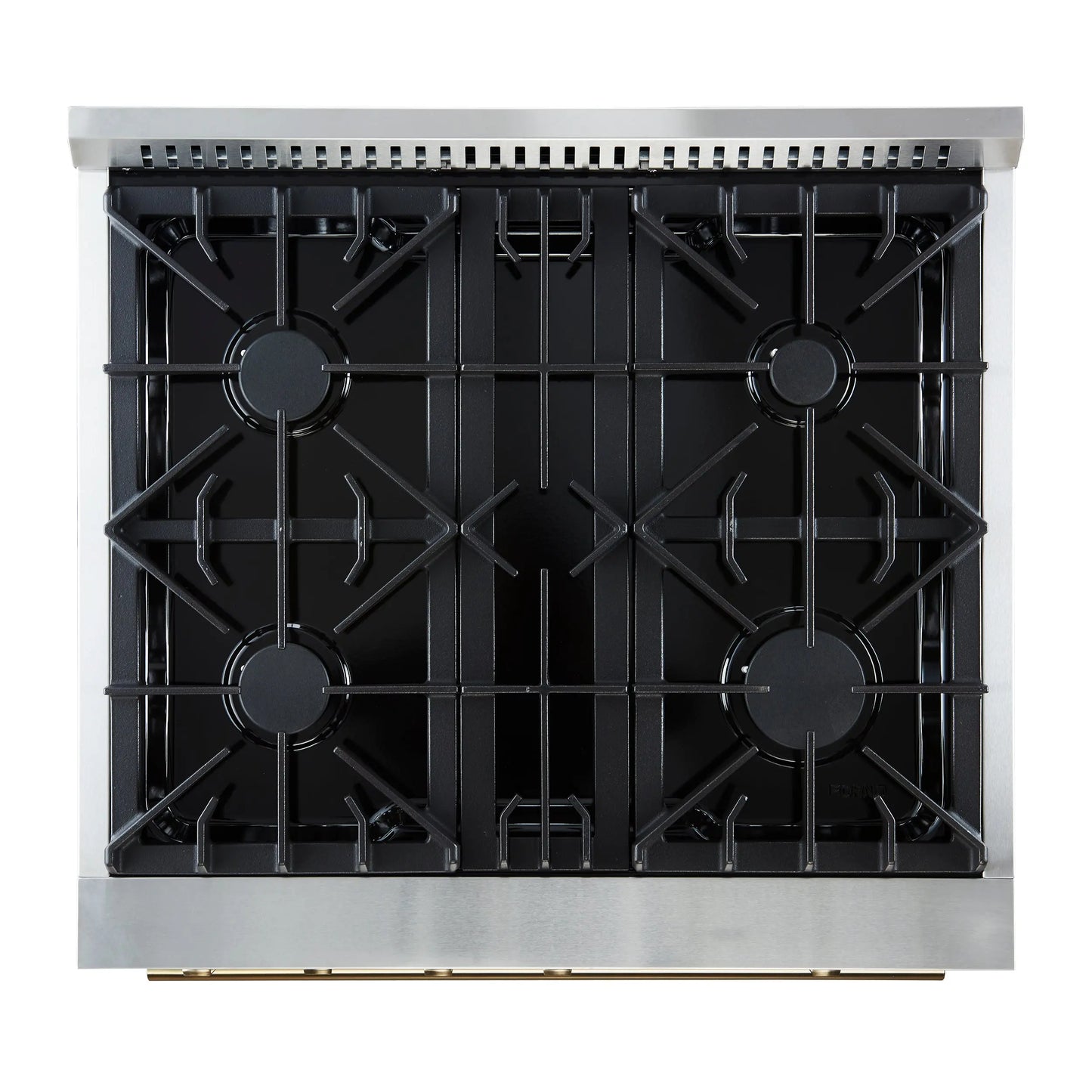 Marco 30-inch Gas Range Black & Antique Brass Design, 4 Burners 37,000 BTU, 4.32 cu.ft. Convection Oven FORNO