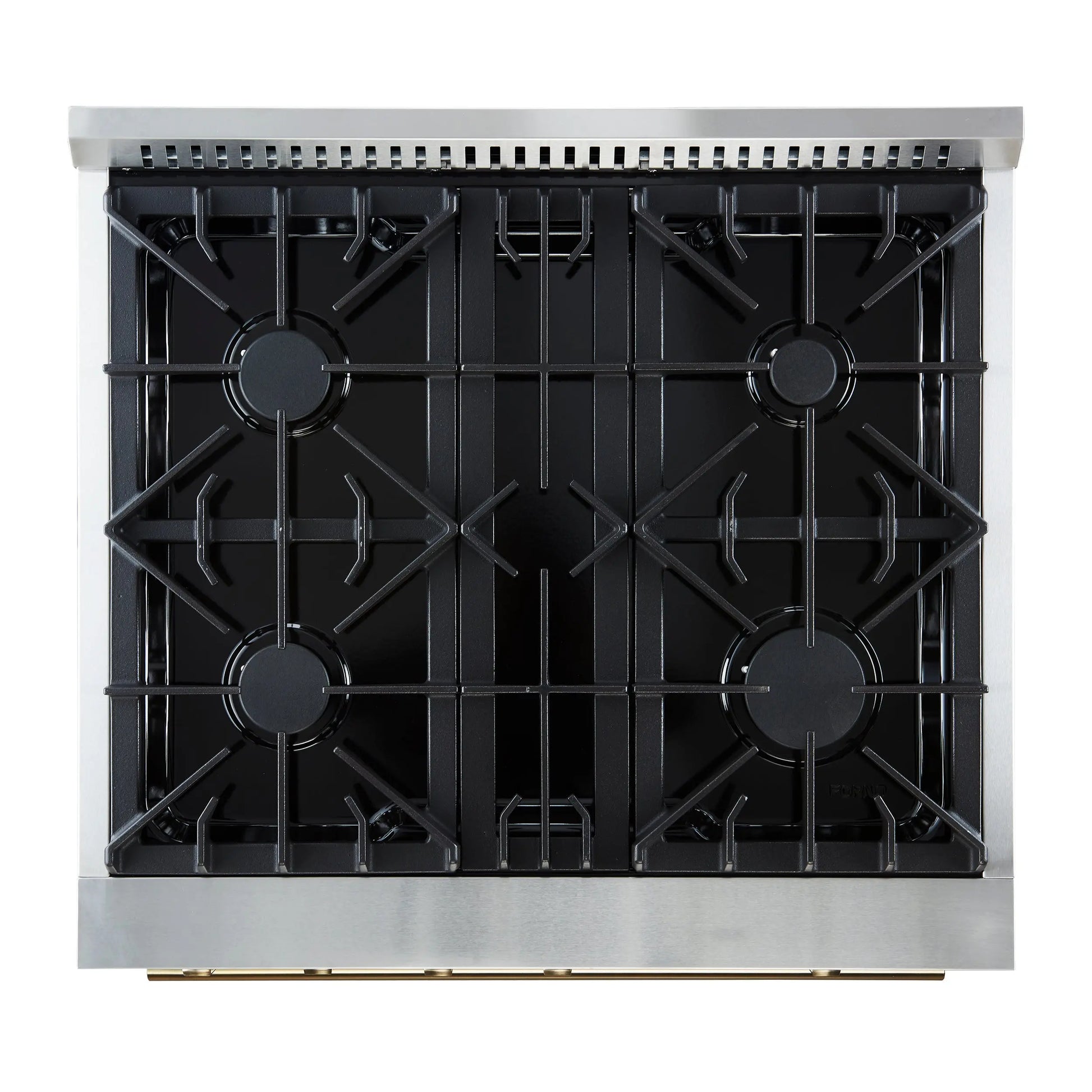 Marco 30-inch Gas Range Black & Antique Brass Design, 4 Burners 37,000 BTU, 4.32 cu.ft. Convection Oven FORNO