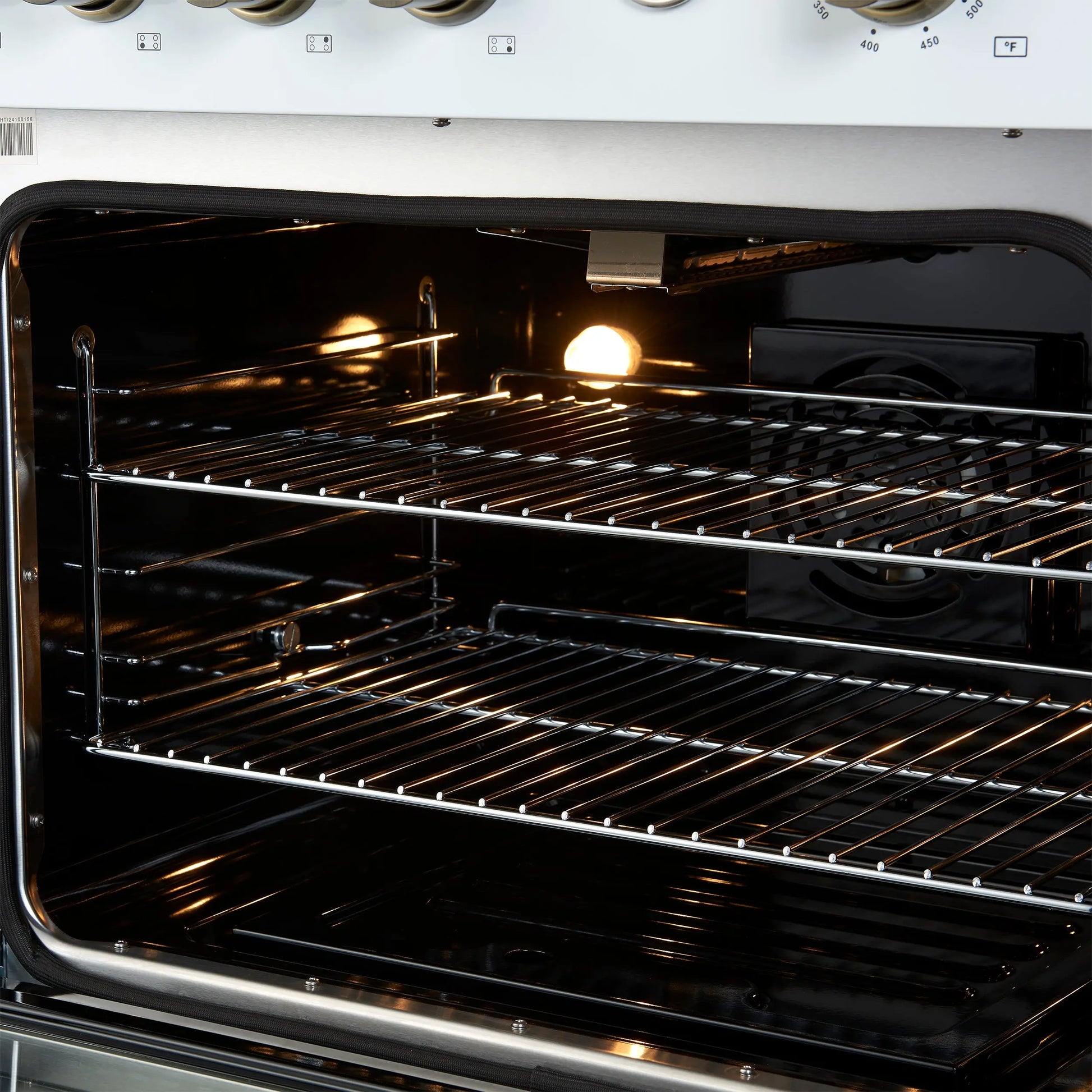 Marco 30-inch Gas Range White & Antique Brass Design, 4 Burners 37,000 BTU, 4.32 cu.ft. Convection Oven FORNO