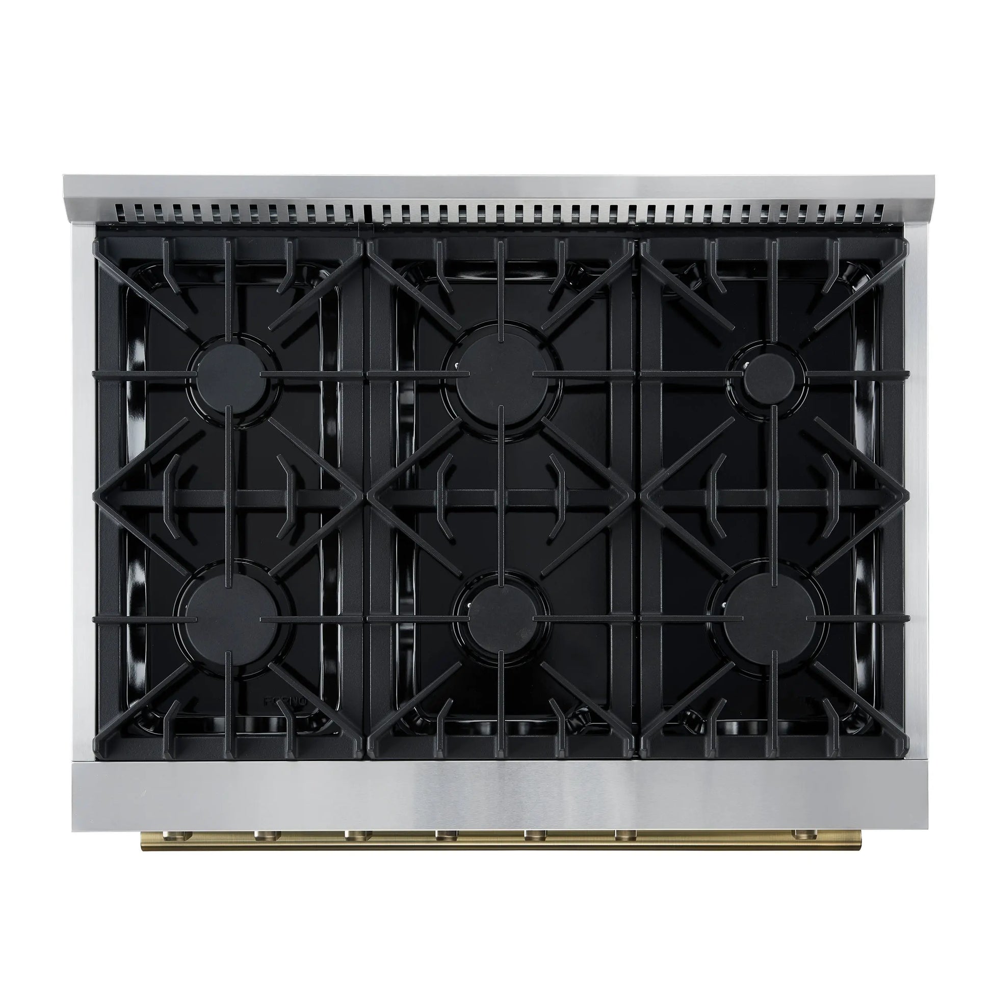 Marco 36-Inch Gas Range Black & Antique Brass Design, 6 Burners 67,000 BTU, 5.36 cu.ft. Convection Oven FORNO