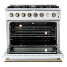 Marco 36-Inch Gas Range White & Antique Brass Design, 6 Burners 67,000 BTU, 5.36 cu.ft. Convection Oven FORNO