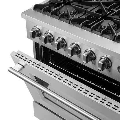 Marco 36-Inch Gas Range Stainless Steel, 6 Burners 67,000 BTU, 5.36 cu.ft. Convection Oven FORNO