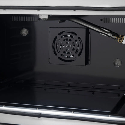 Forno Galiano 36-inch French Door Gas Range Black and Antique Brass Design, 6 Sealed Burners 83,000 BTU, 5.36 cu.ft. Convection Oven FORNO
