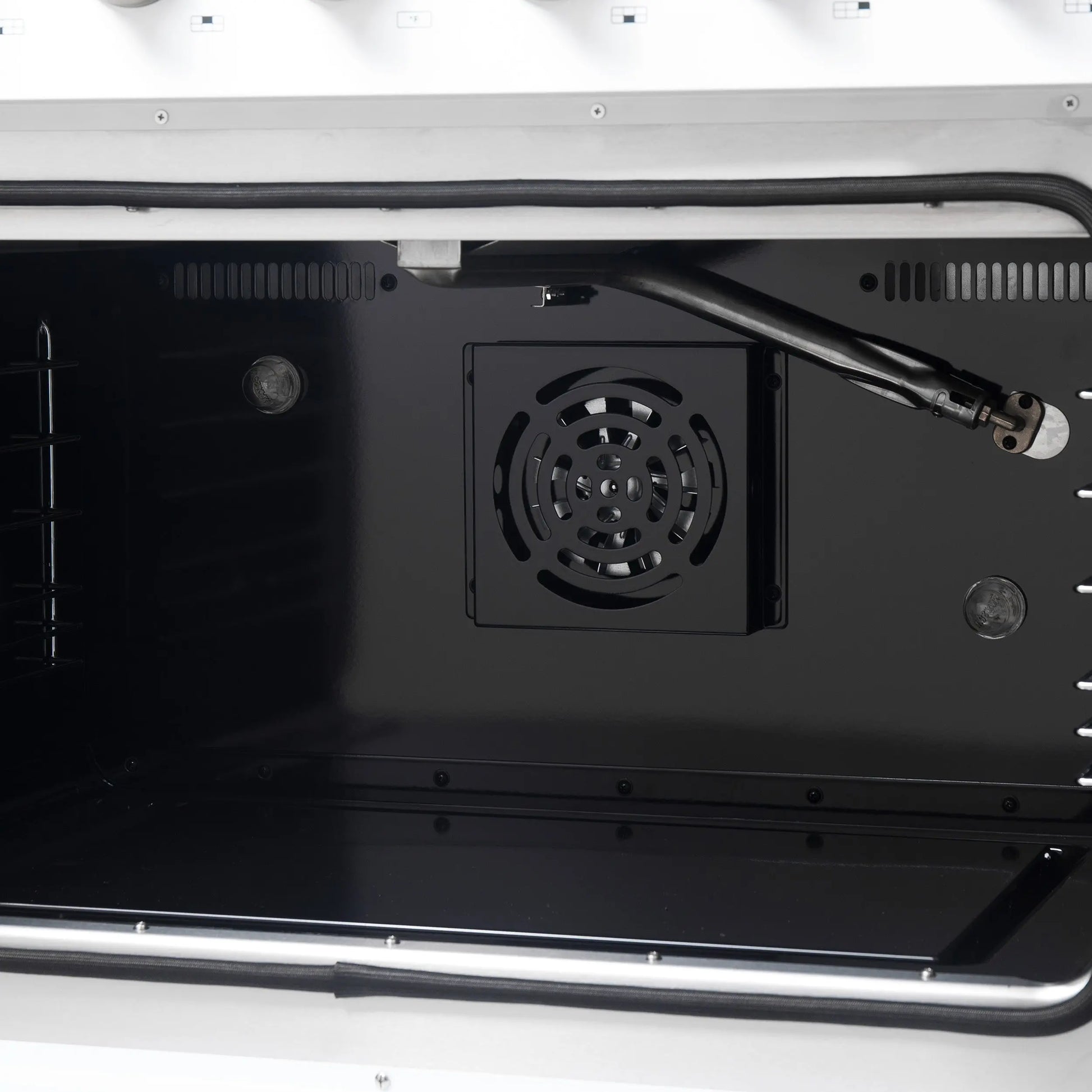 Forno Galiano 36-inch French Door Gas Range White and Antique Brass Design, 6 Sealed Burners 83,000 BTU, 5.36 cu.ft. Convection Oven FORNO