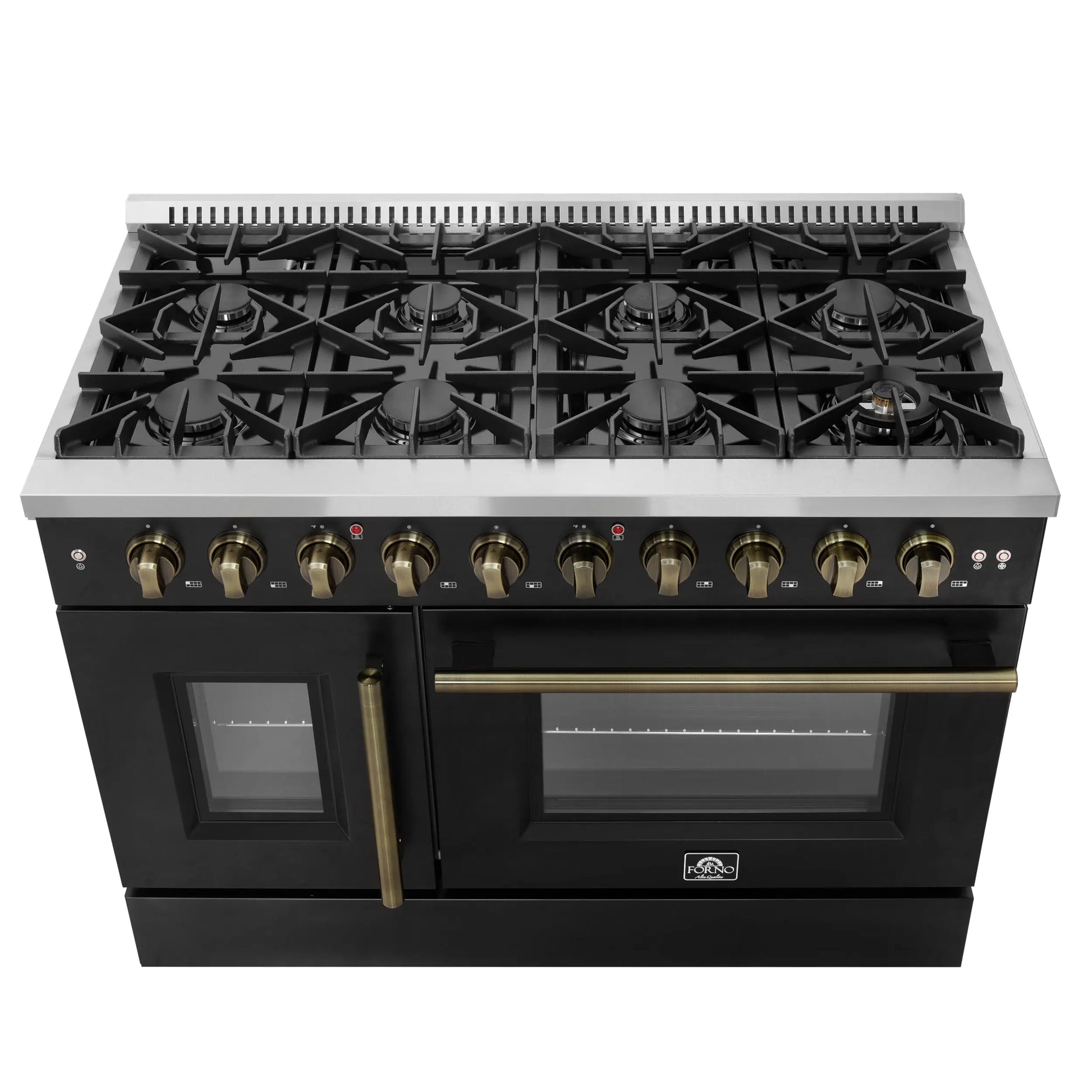 Forno Galiano 48" Freestanding French Door Gas Range in Black FORNO