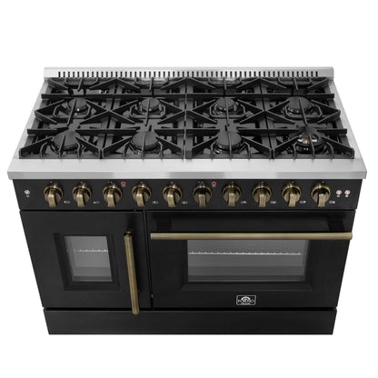 Forno Galiano 48" Freestanding French Door Gas Range in Black FORNO