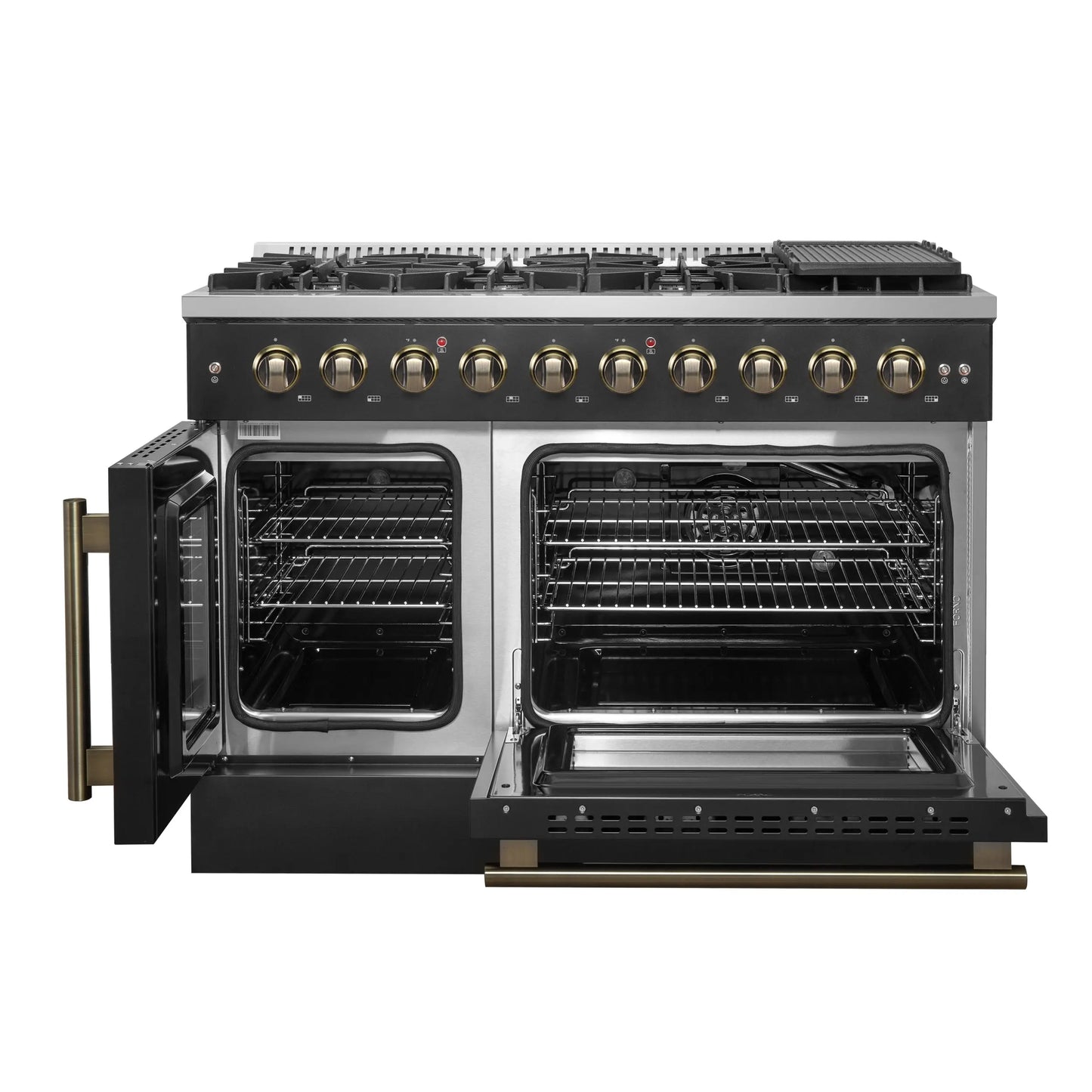 Forno Galiano 48" Freestanding French Door Gas Range in Black FORNO