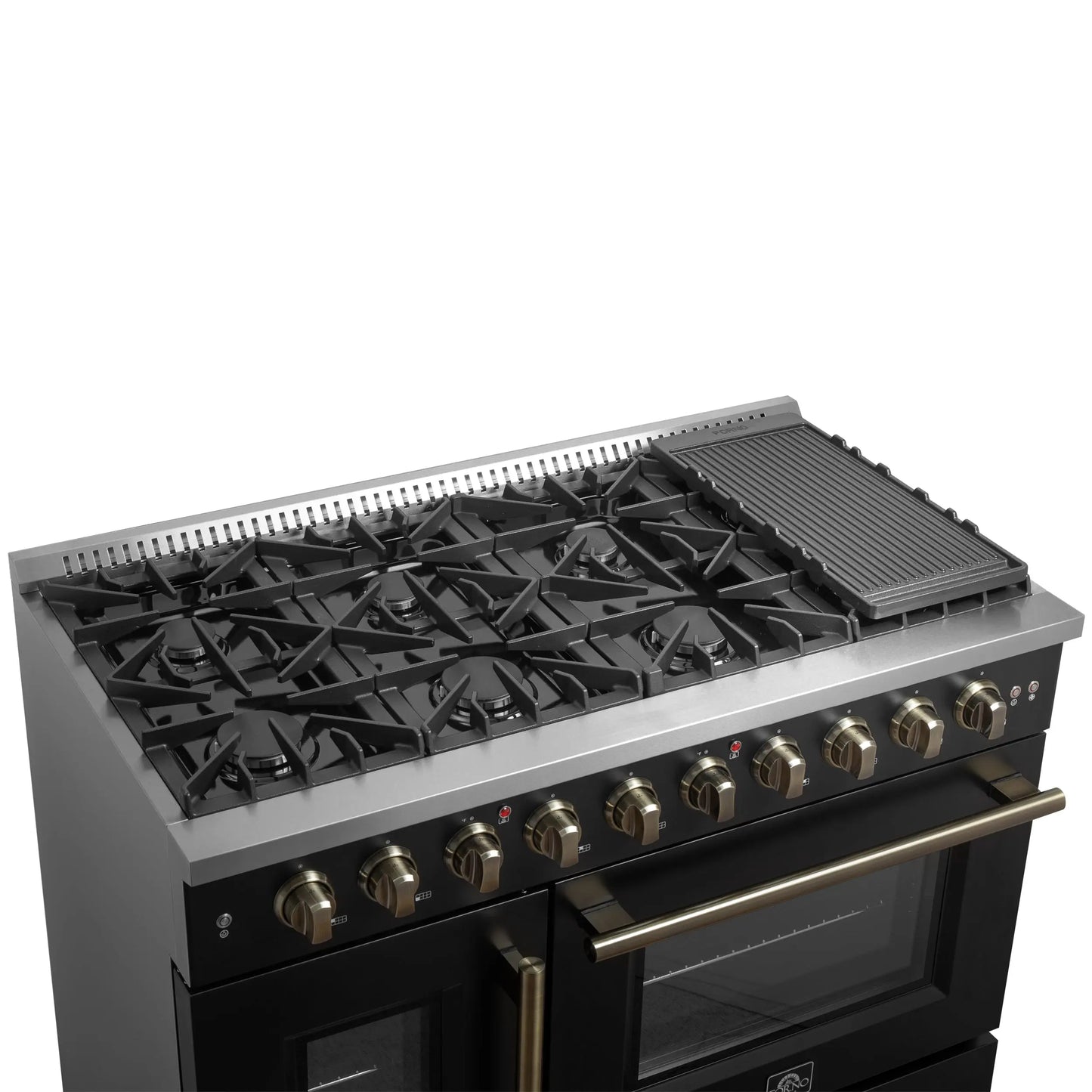 Forno Galiano 48" Freestanding French Door Gas Range in Black FORNO