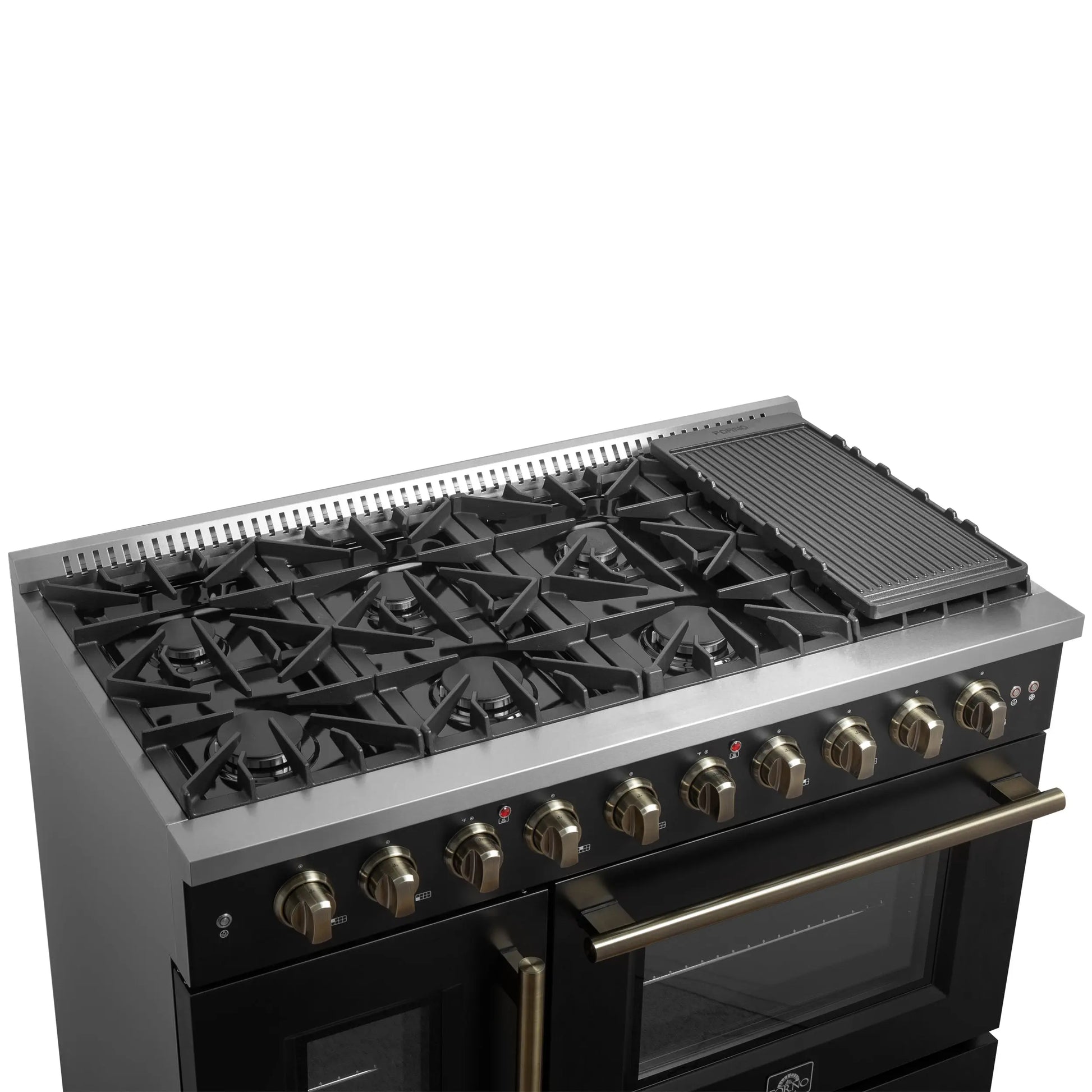 Forno Galiano 48" Freestanding French Door Gas Range in Black FORNO