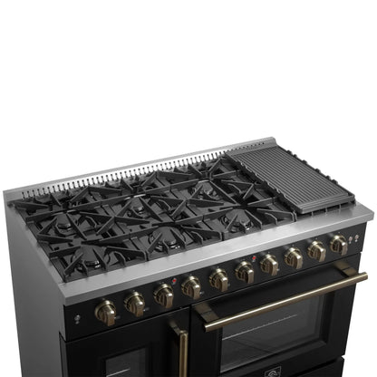 Forno Galiano 48" Freestanding French Door Gas Range in Black FORNO