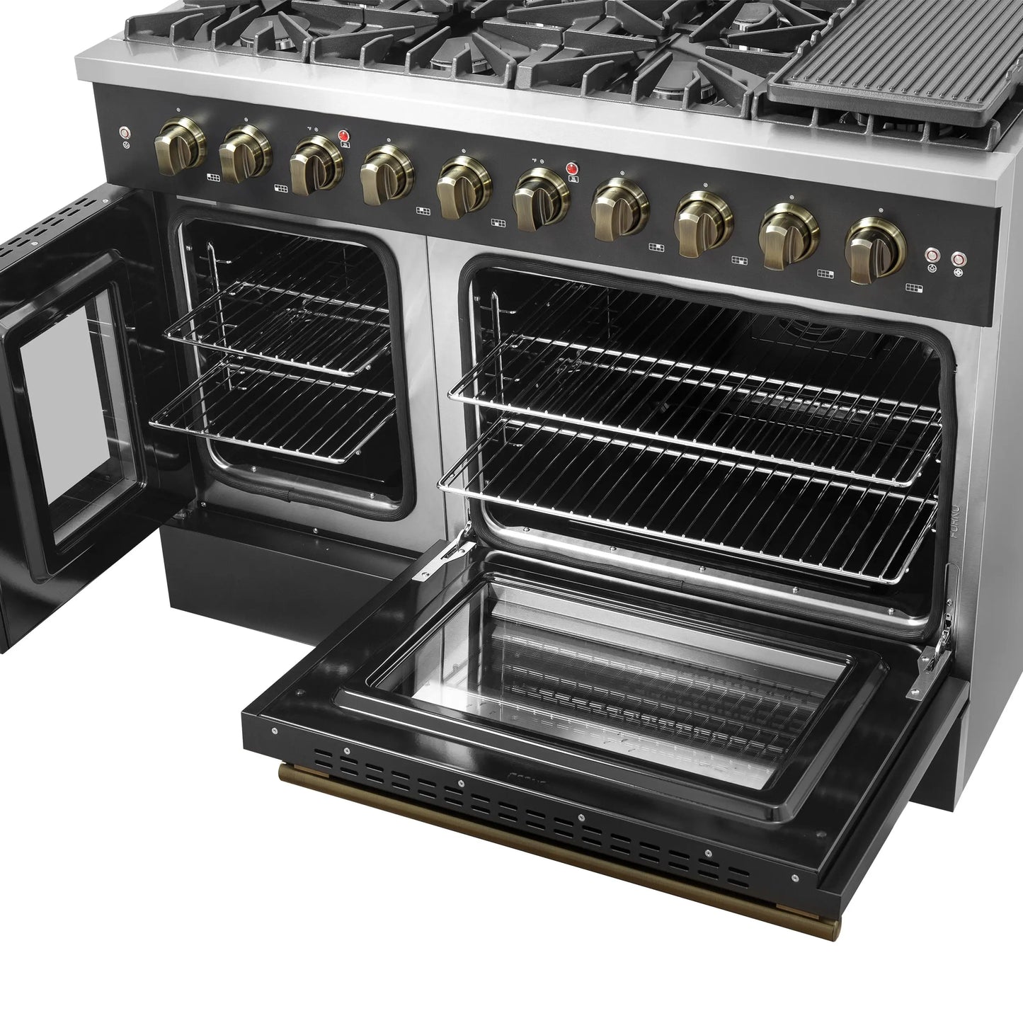 Forno Galiano 48" Freestanding French Door Gas Range in Black FORNO