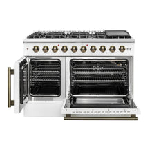 Forno Galiano 48-Inch Freestanding French Door Gas Range, White & Antique Brass FORNO