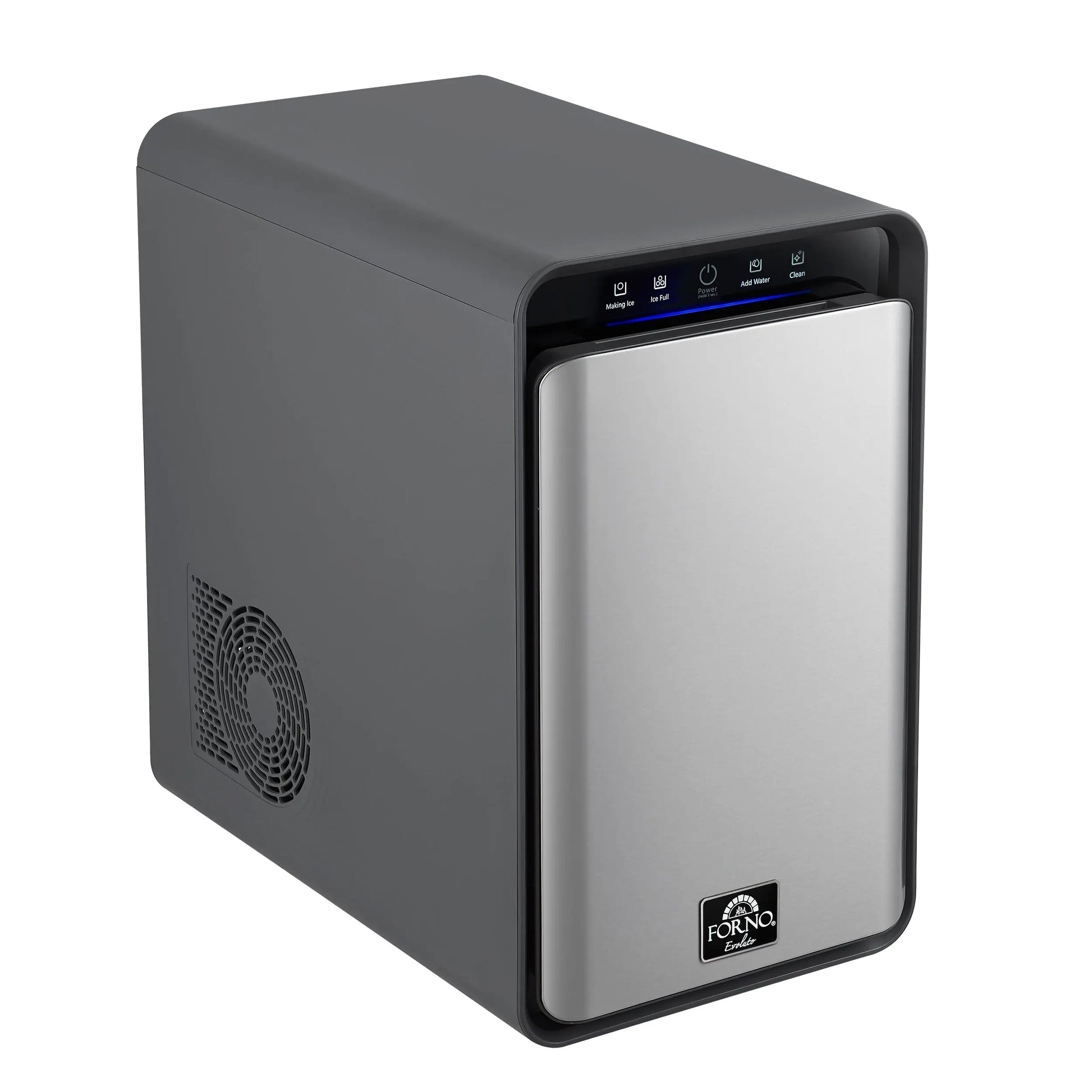 Sferico 11-in Ice Maker, Silver, 32 clear 2-in slow-melting spheres daily, stores more than 10 balls FORNO