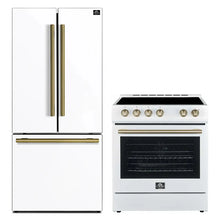Forno 2-Piece Appliance Package - 30-Inch Electric Range and 30-Inch Refrigerator in White with Stainless Steel Handle (FBDL-003-11US) FORNO