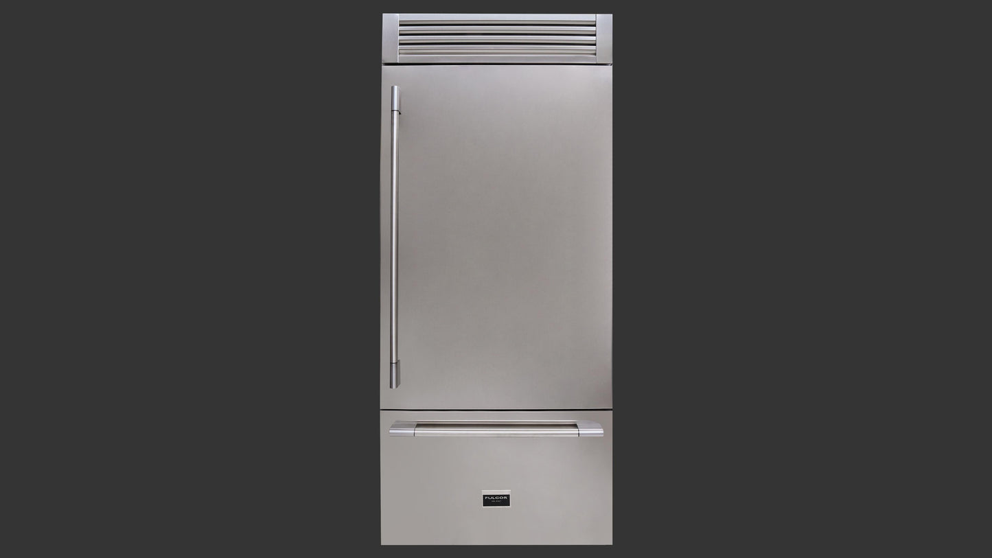 Fulgor Milano 700 Series 36 in. 18.5 Cu. Ft. Stainless Steel Counter Depth Bottom Freezer Refrigerator