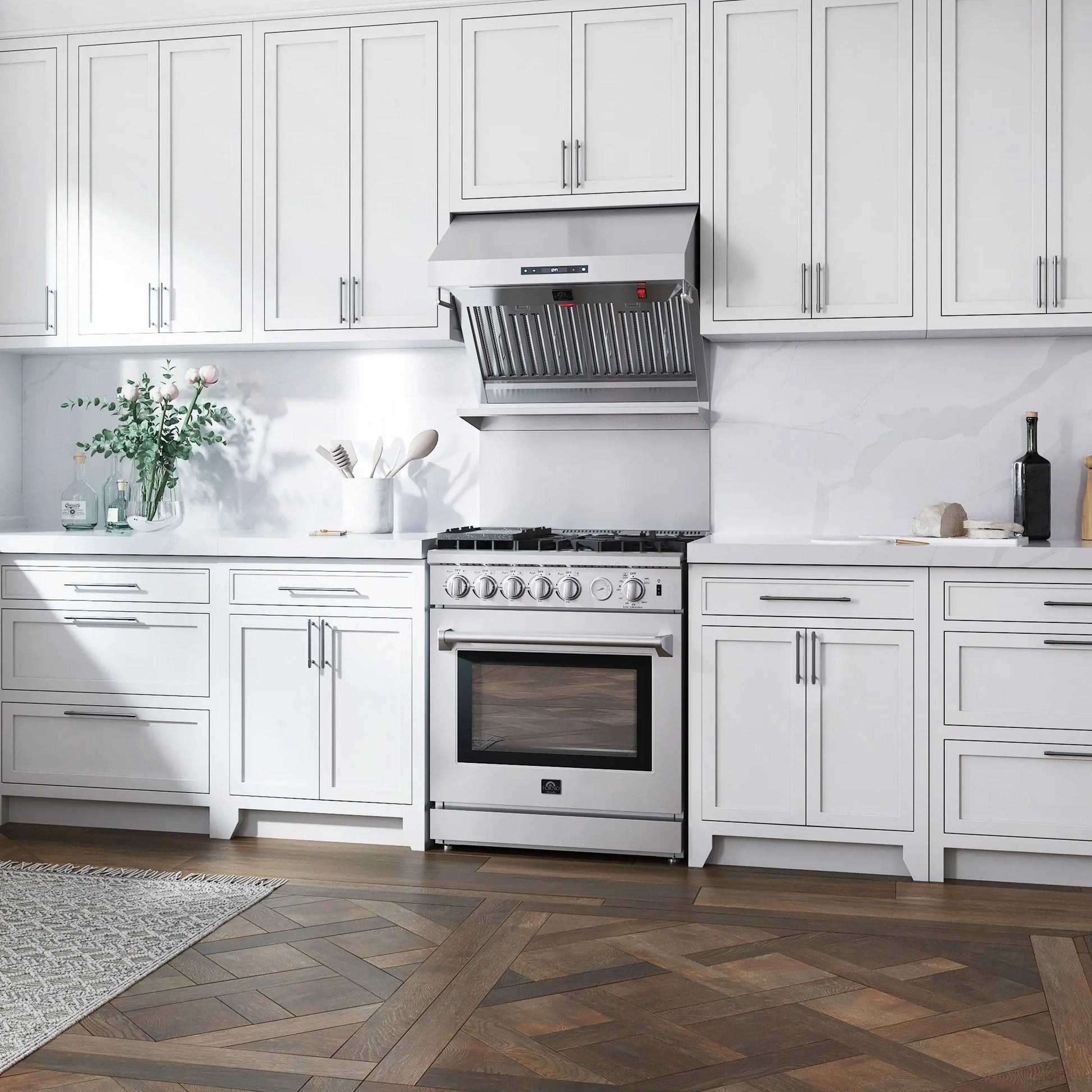 Forno Savona 30-Inch Wall Mount Range Hood, Baffle Filters, Backsplash Included FORNO