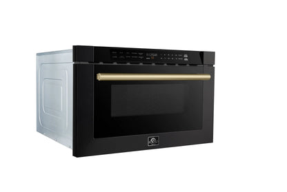 Forno Capoliveri Espresso 24-Inch Microwave Drawer, Black, 1.2 cu.ft, 1500 Watts, Built-In, Touch Control LCD Display, Auto-Touch Open/Close FORNO