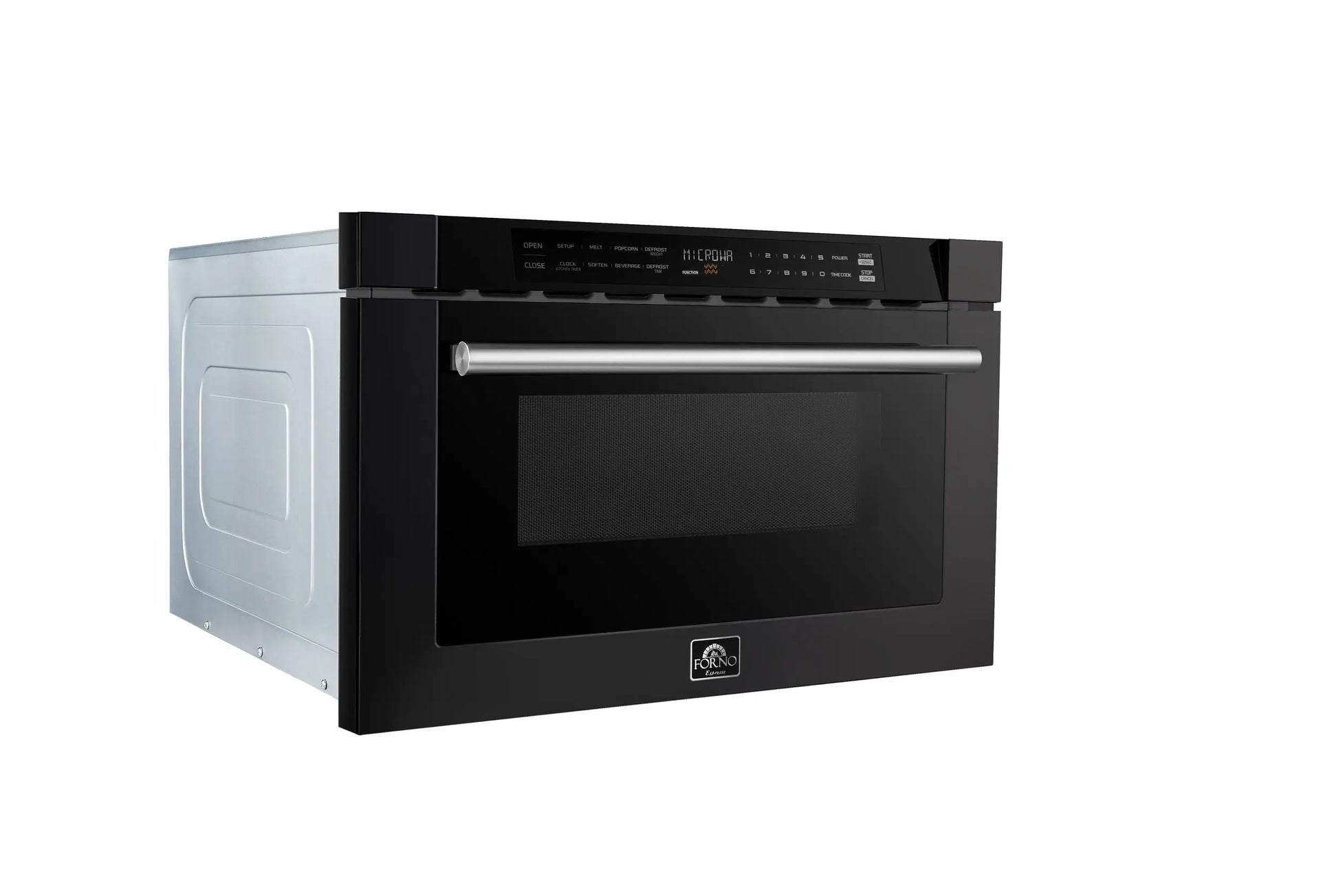 Forno Capoliveri Espresso 24-Inch Microwave Drawer, Black, 1.2 cu.ft, 1500 Watts, Built-In, Touch Control LCD Display, Auto-Touch Open/Close FORNO