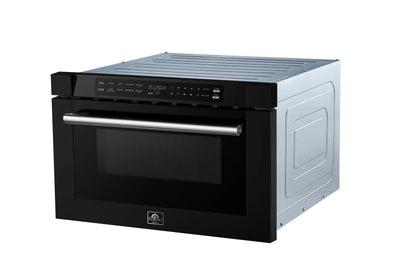 Forno Capoliveri Espresso 24-Inch Microwave Drawer, Black, 1.2 cu.ft, 1500 Watts, Built-In, Touch Control LCD Display, Auto-Touch Open/Close FORNO