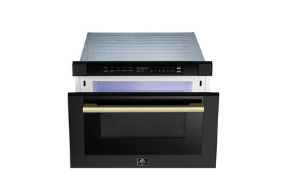 Forno Capoliveri Espresso 24-Inch Microwave Drawer, Black, 1.2 cu.ft, 1500 Watts, Built-In, Touch Control LCD Display, Auto-Touch Open/Close FORNO