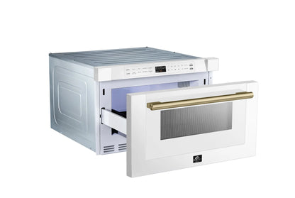 Forno Capoliveri Espresso 24-Inch Microwave Drawer, White, 1.2 cu.ft, 1500 Watts, Built-In, Touch Control LCD Display, Auto-Touch Open/Close FORNO