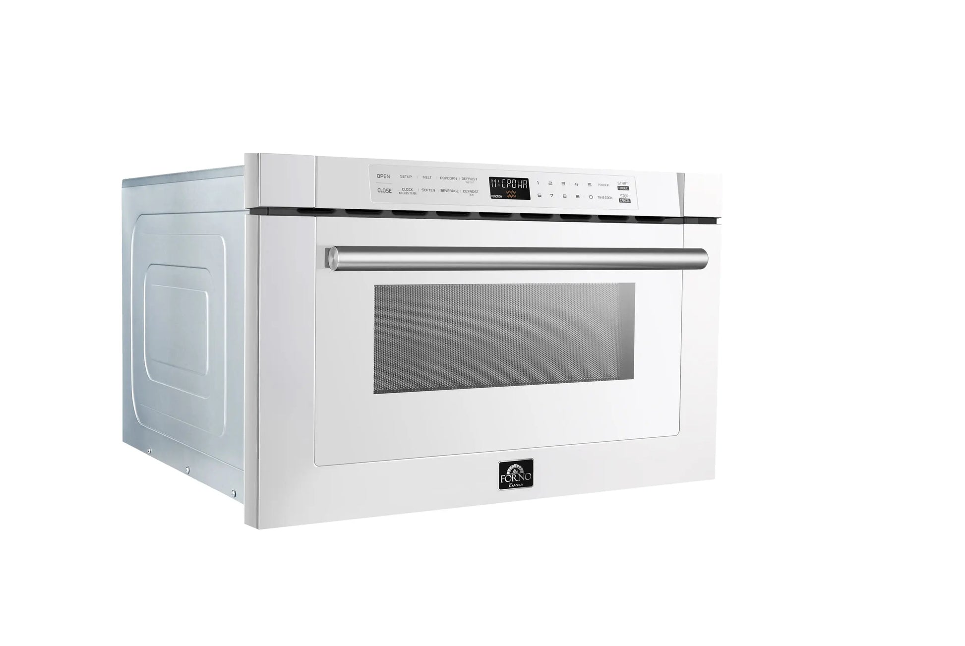 Forno Capoliveri Espresso 24-Inch Microwave Drawer, White, 1.2 cu.ft, 1500 Watts, Built-In, Touch Control LCD Display, Auto-Touch Open/Close FORNO