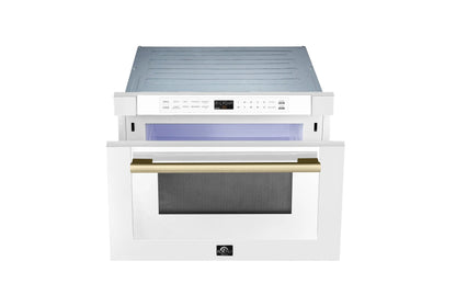 Forno Capoliveri Espresso 24-Inch Microwave Drawer, White, 1.2 cu.ft, 1500 Watts, Built-In, Touch Control LCD Display, Auto-Touch Open/Close FORNO