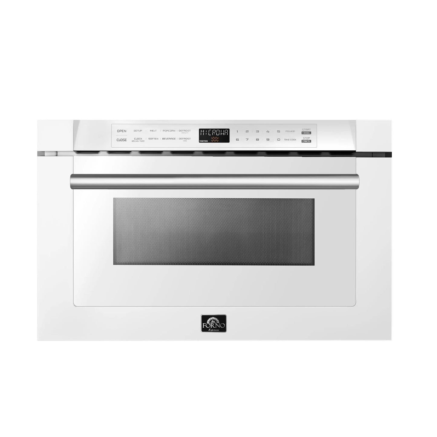 Forno Capoliveri Espresso 24-Inch Microwave Drawer, White, 1.2 cu.ft, 1500 Watts, Built-In, Touch Control LCD Display, Auto-Touch Open/Close FORNO
