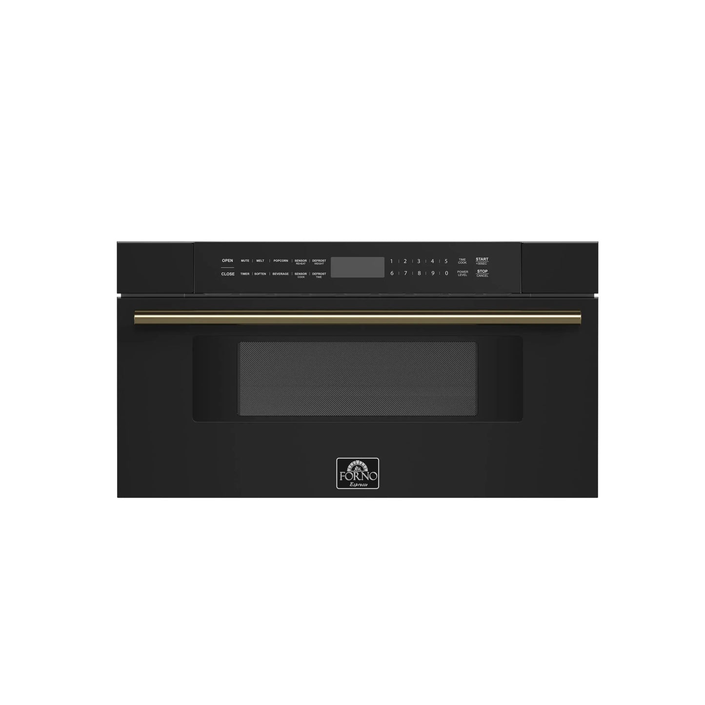 Forno Capoliveri Espresso 30-Inch Microwave Drawer, Black, 1.2 cu.ft, 1500 Watts, Built-In, Touch Control LCD Display, Auto-Touch Open/Close FORNO
