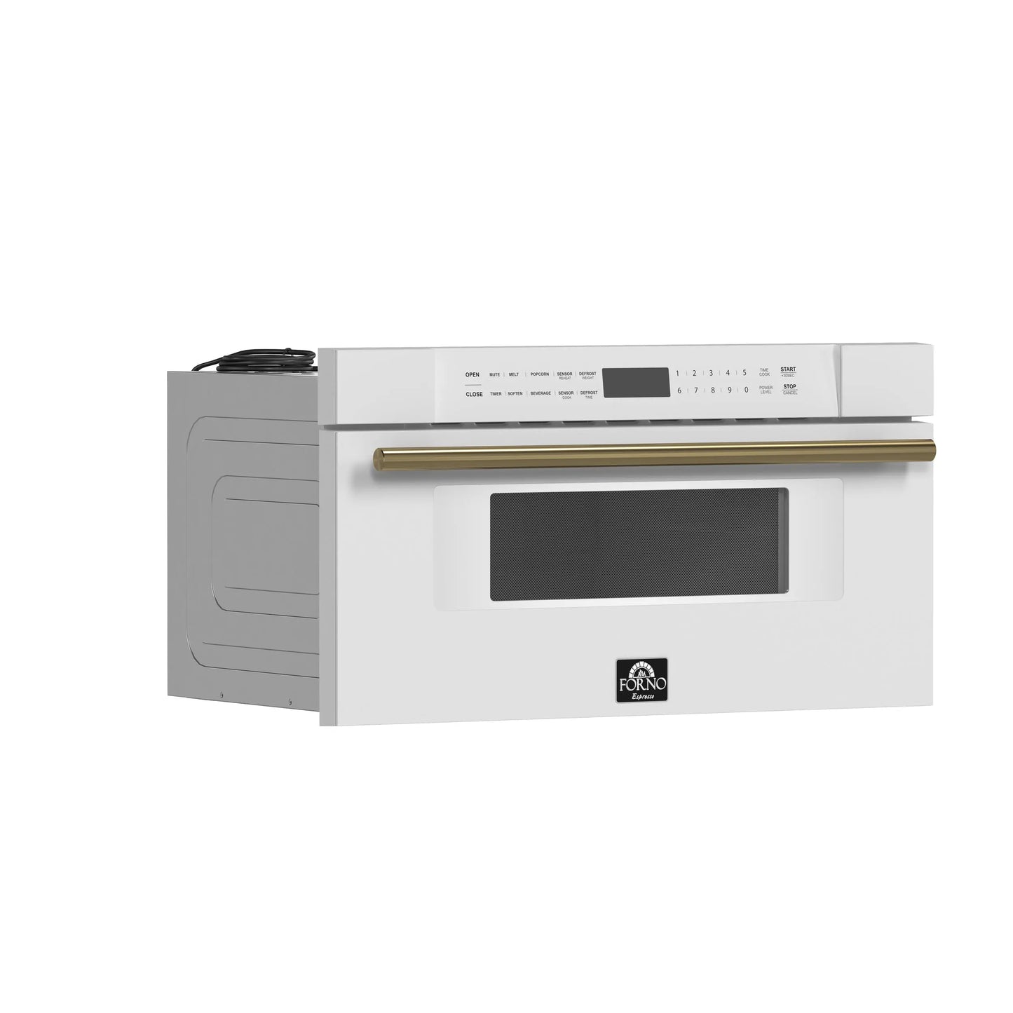 Forno Capoliveri Espresso 30-Inch Microwave Drawer, White, 1.2 cu.ft, 1500 Watts, Built-In, Touch Control LCD Display, Auto-Touch Open/Close FORNO
