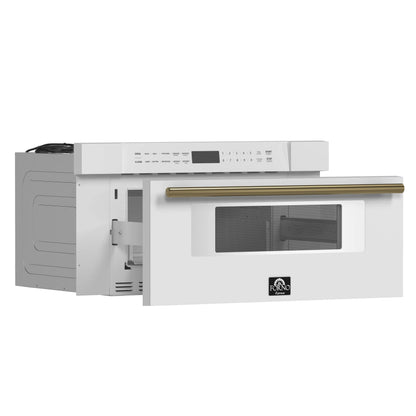 Forno Capoliveri Espresso 30-Inch Microwave Drawer, White, 1.2 cu.ft, 1500 Watts, Built-In, Touch Control LCD Display, Auto-Touch Open/Close FORNO