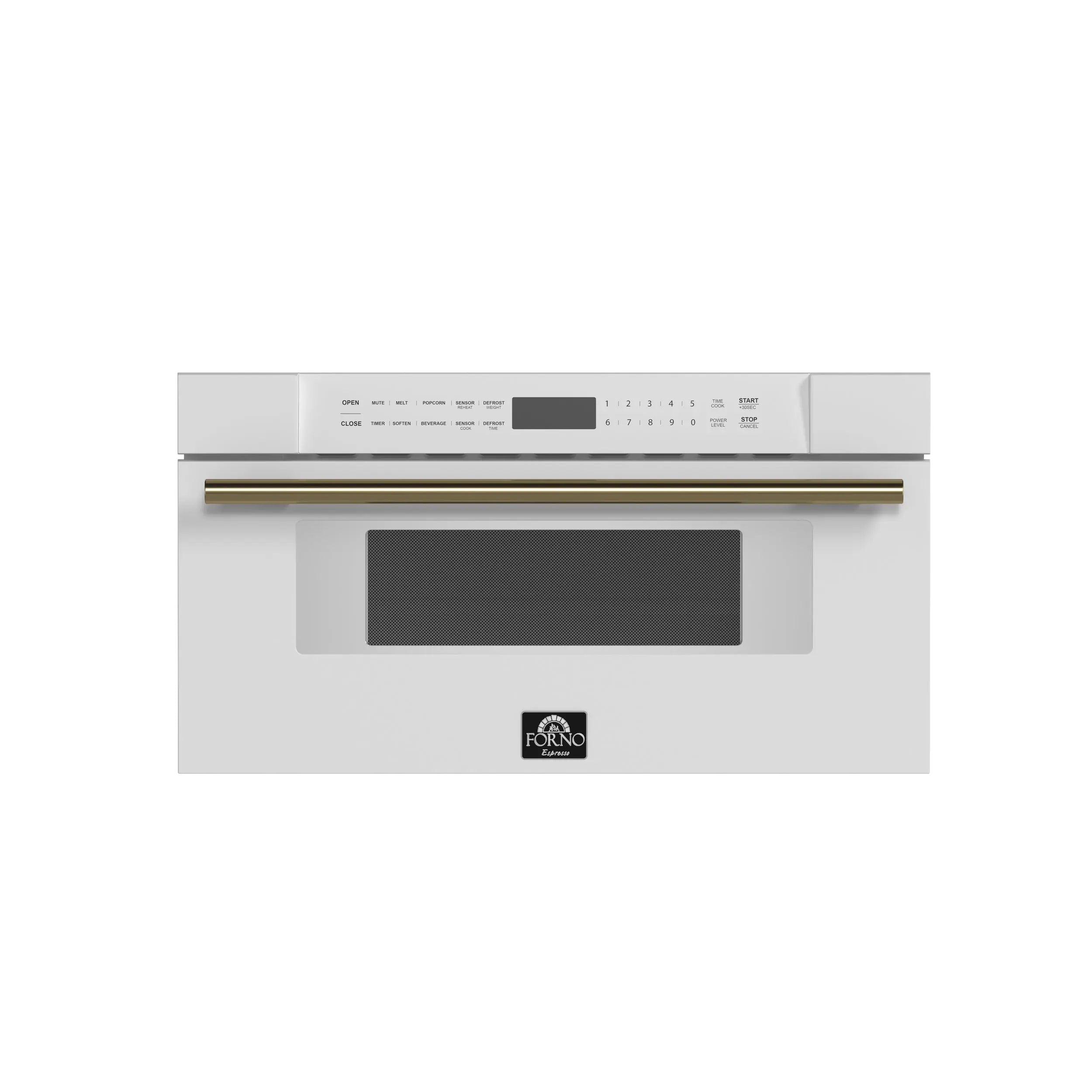 Forno Capoliveri Espresso 30-Inch Microwave Drawer, White, 1.2 cu.ft, 1500 Watts, Built-In, Touch Control LCD Display, Auto-Touch Open/Close FORNO