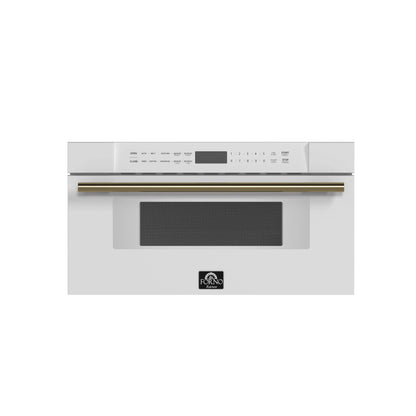 Forno Capoliveri Espresso 30-Inch Microwave Drawer, White, 1.2 cu.ft, 1500 Watts, Built-In, Touch Control LCD Display, Auto-Touch Open/Close FORNO