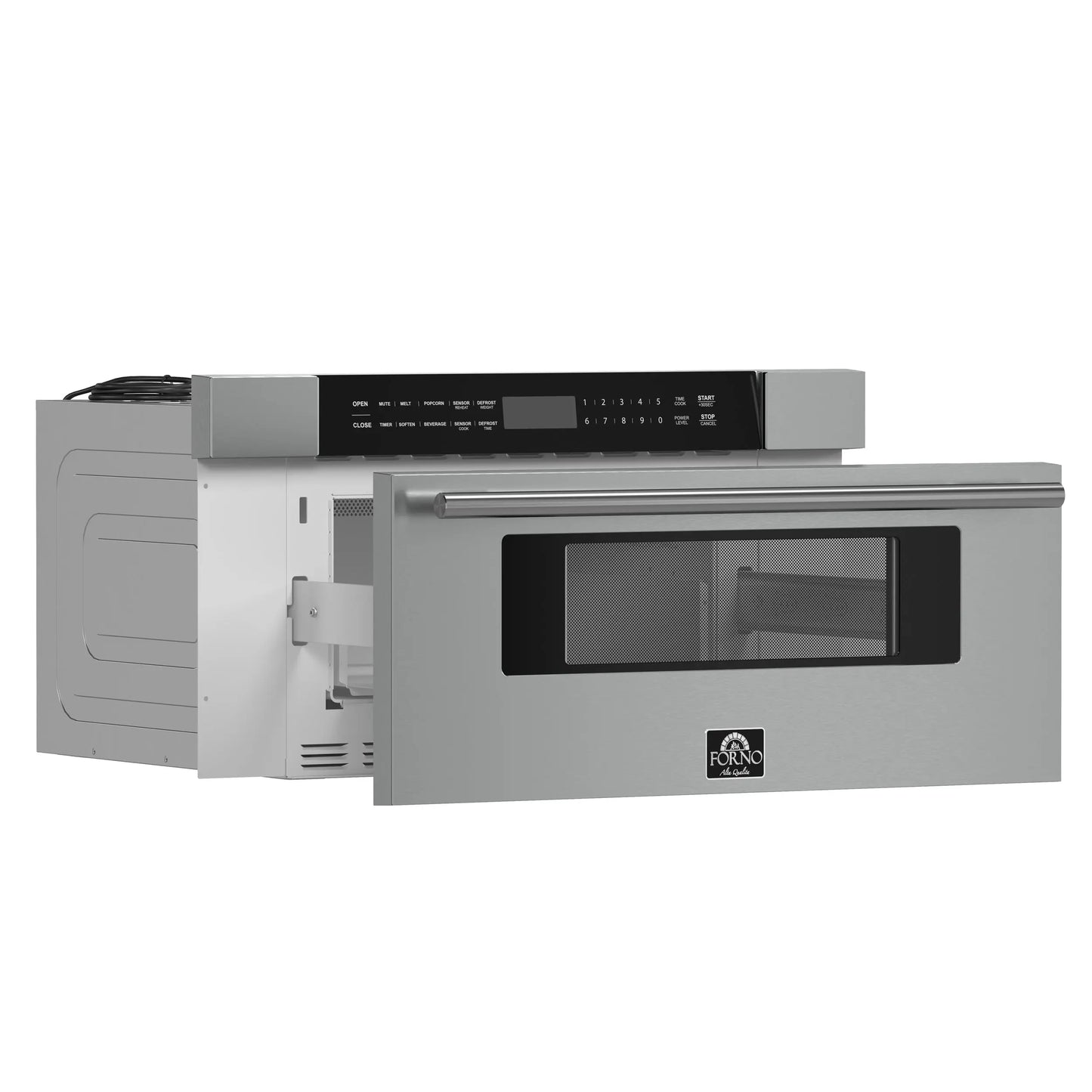 Forno Capoliveri 30-Inch Microwave Drawer, Stainless Steel, 1.2 cu.ft, 1500 Watts, Built-In, Touch Control LCD Display, Auto-Touch Open/Close FORNO