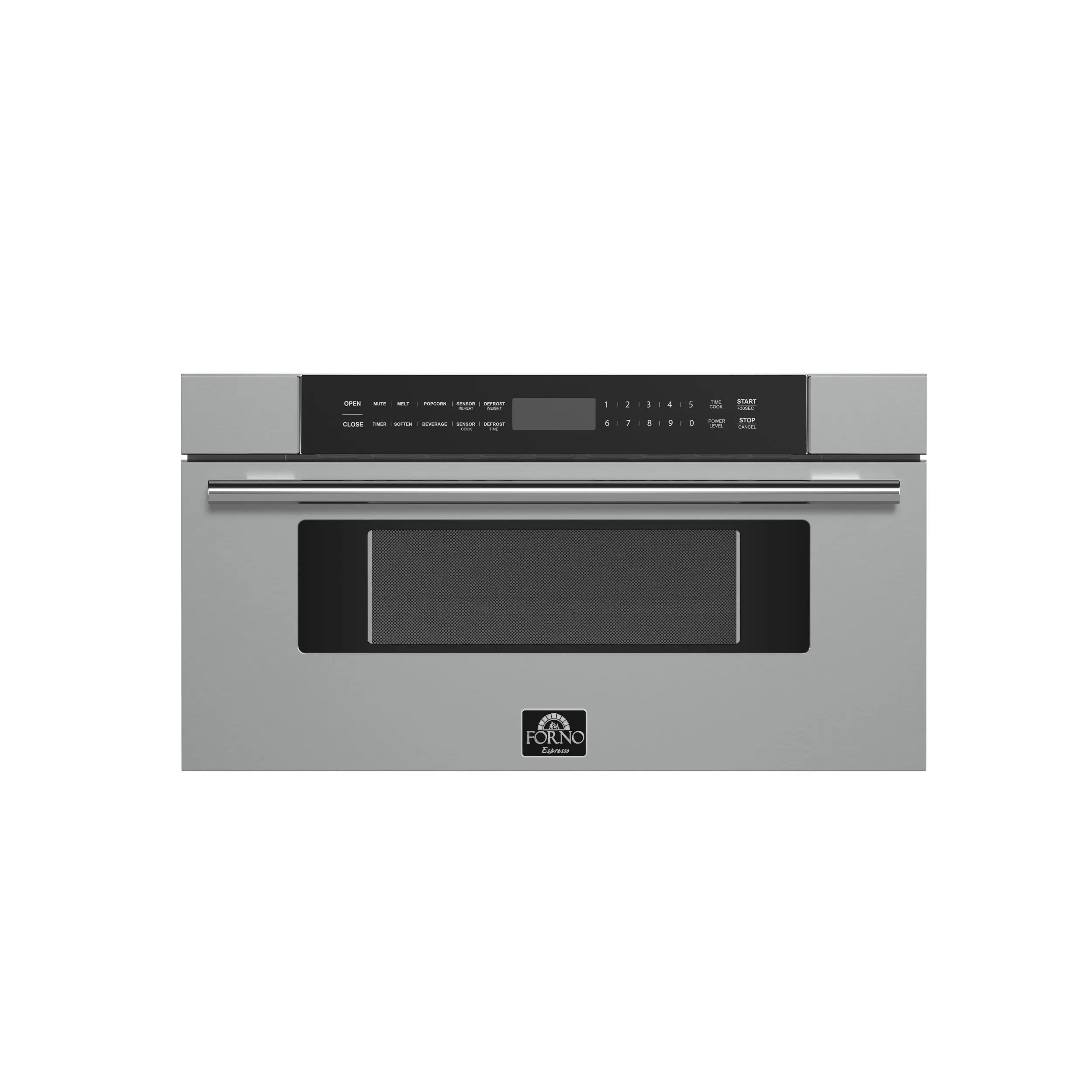 Forno Capoliveri 30-Inch Microwave Drawer, Stainless Steel, 1.2 cu.ft, 1500 Watts, Built-In, Touch Control LCD Display, Auto-Touch Open/Close FORNO