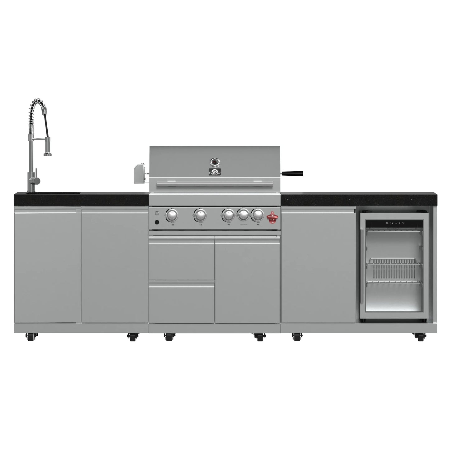 FORNO Bulnes 30-Inch BBQ, 60,000 BTU, 3 Burners with Sear & Rotisserie Infrared Burners, Stainless Steel Outdoor Kitchen FORNO