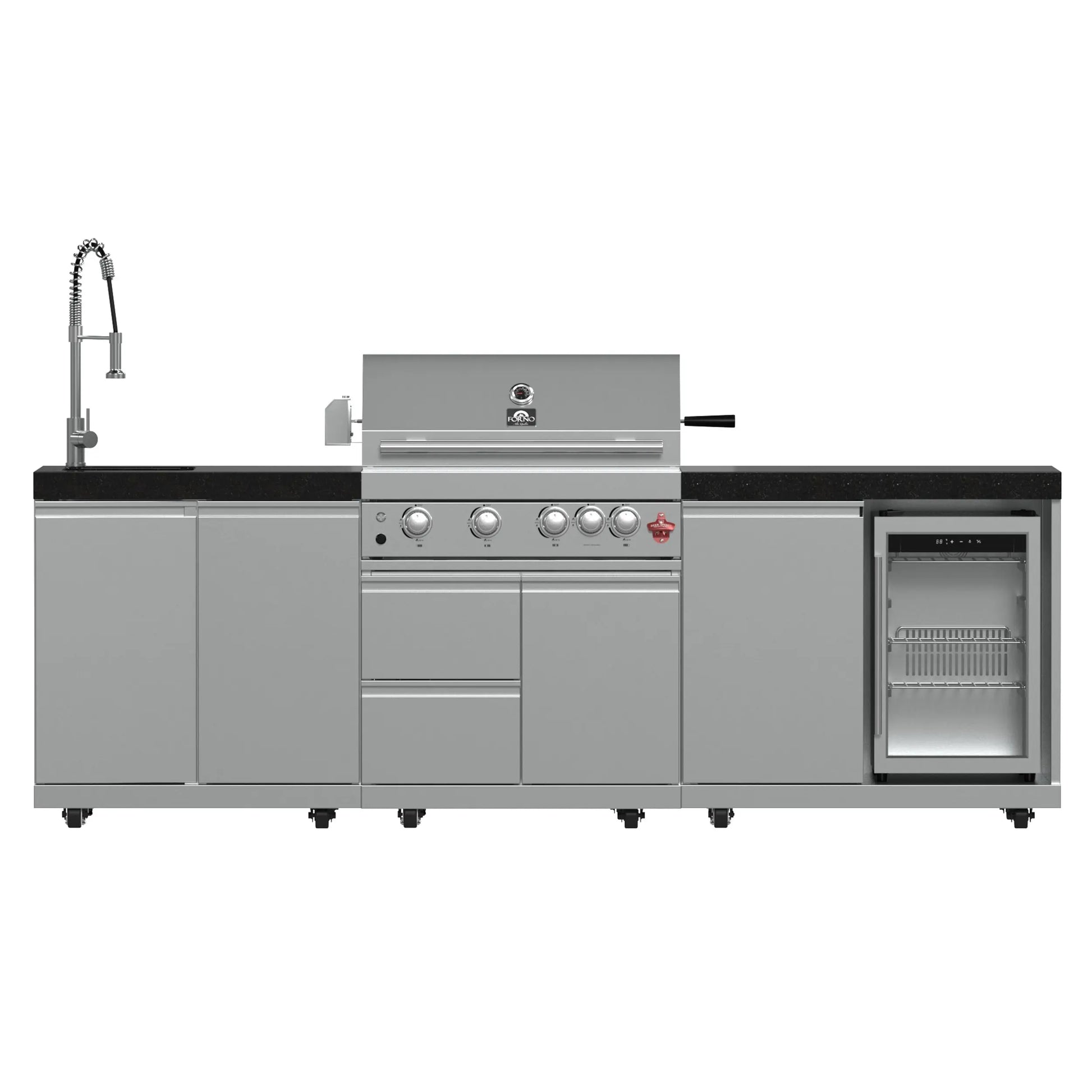 FORNO Bulnes 30-Inch BBQ, 60,000 BTU, 3 Burners with Sear & Rotisserie Infrared Burners, Stainless Steel Outdoor Kitchen FORNO