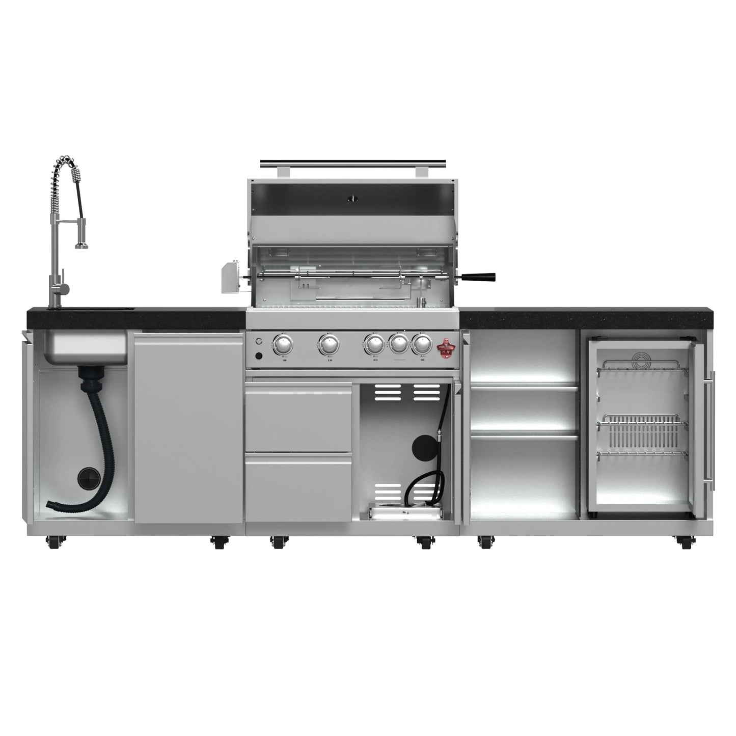 FORNO Bulnes 30-Inch BBQ, 60,000 BTU, 3 Burners with Sear & Rotisserie Infrared Burners, Stainless Steel Outdoor Kitchen FORNO