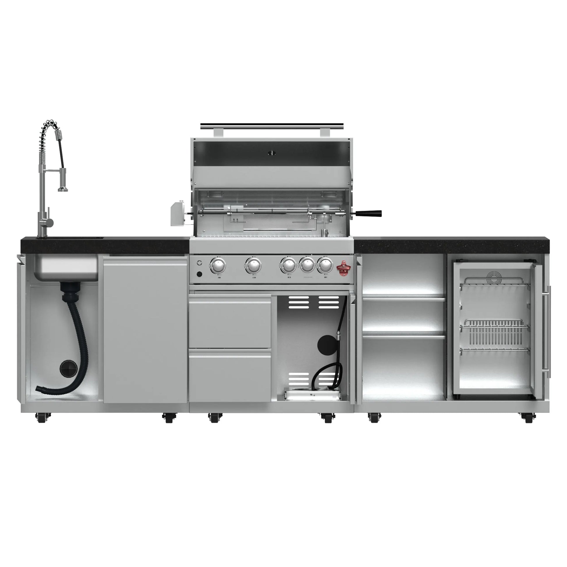 FORNO Bulnes 30-Inch BBQ, 60,000 BTU, 3 Burners with Sear & Rotisserie Infrared Burners, Stainless Steel Outdoor Kitchen FORNO