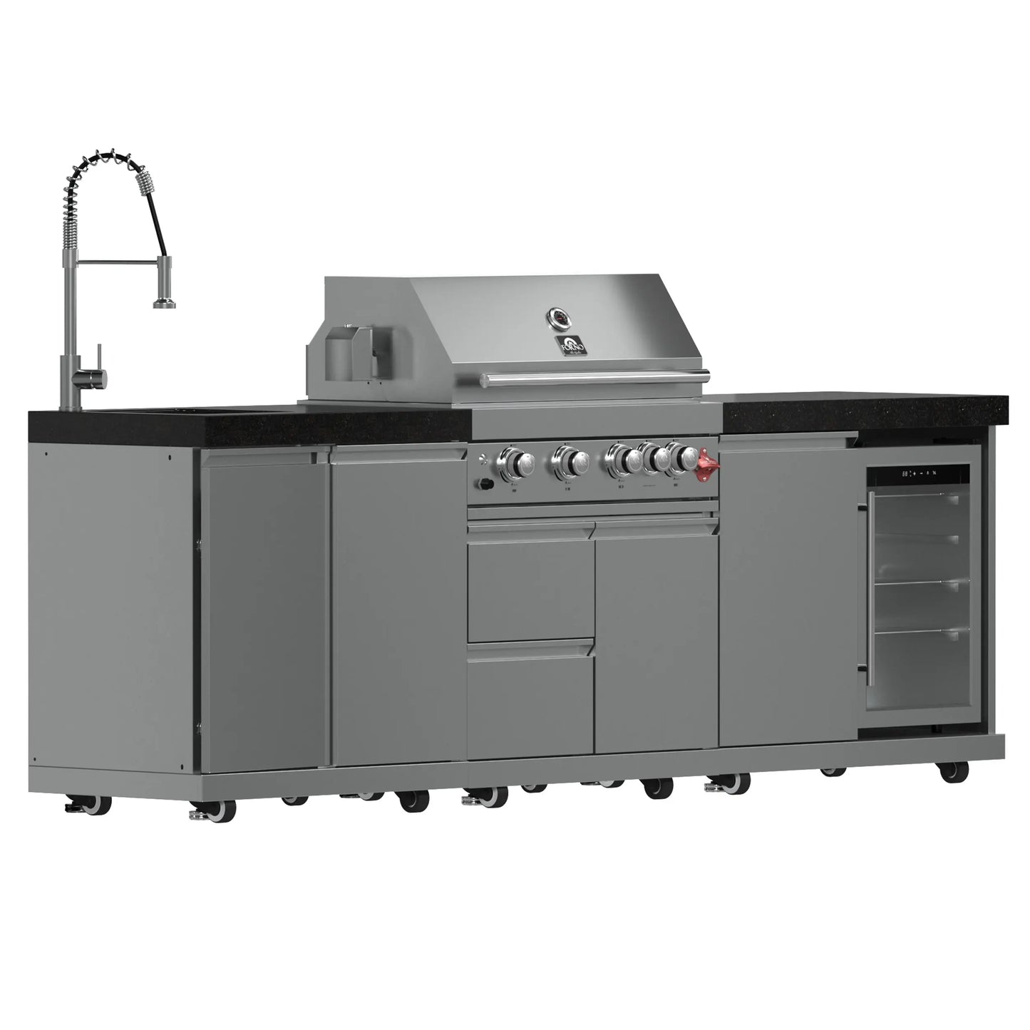 FORNO Bulnes 30-Inch BBQ, 60,000 BTU, 3 Burners with Sear & Rotisserie Infrared Burners, Stainless Steel Outdoor Kitchen FORNO