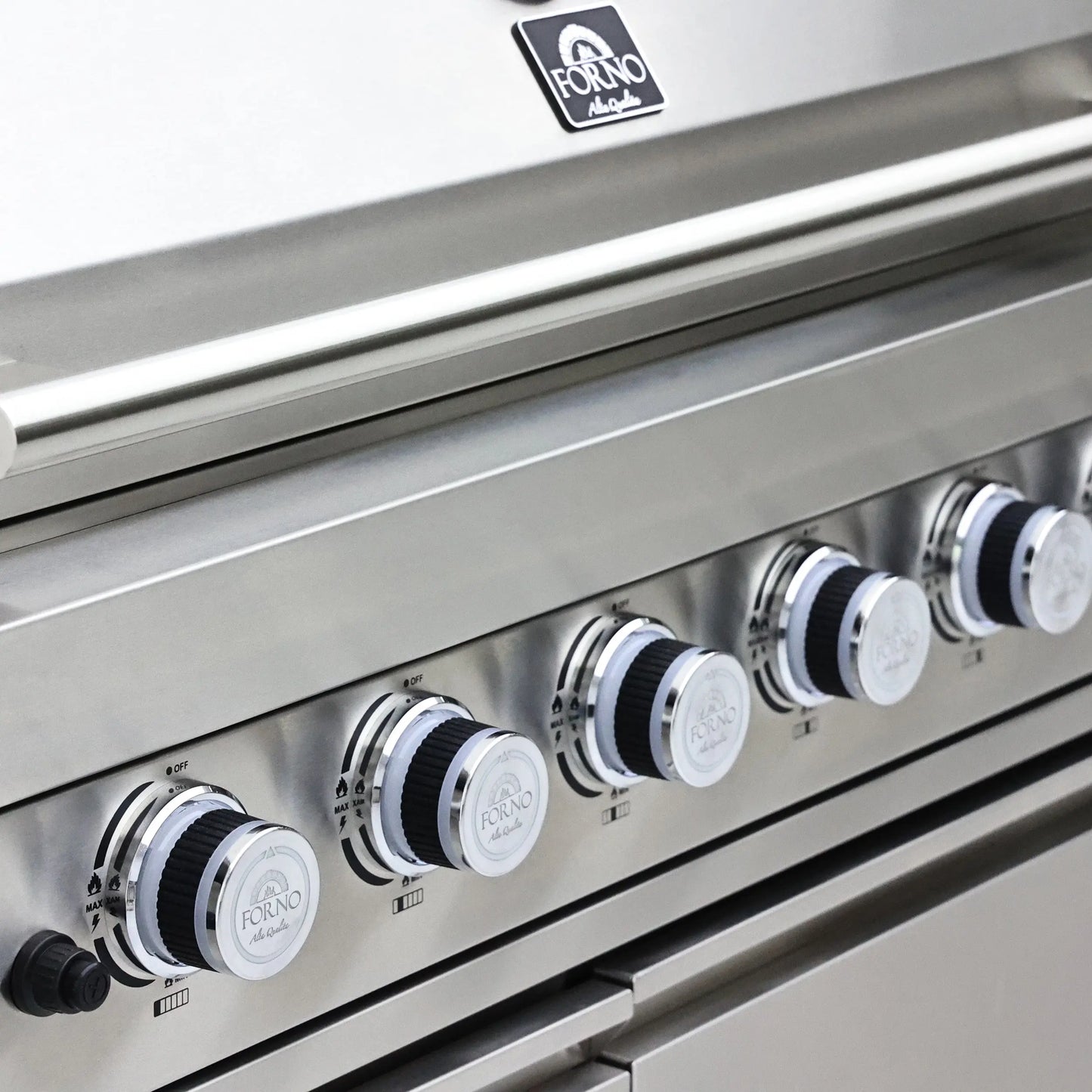 FORNO Bulnes 40-Inch BBQ, 95,000 BTU, 5 Burners, Sear & Rotisserie Infrared with Side Burner, Stainless Steel Outdoor Kitchen FORNO