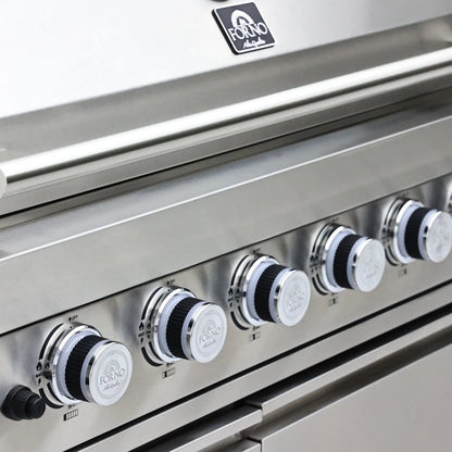 FORNO Bulnes 40-Inch BBQ, 95,000 BTU, 5 Burners, Sear & Rotisserie Infrared with Side Burner, Stainless Steel Outdoor Kitchen FORNO