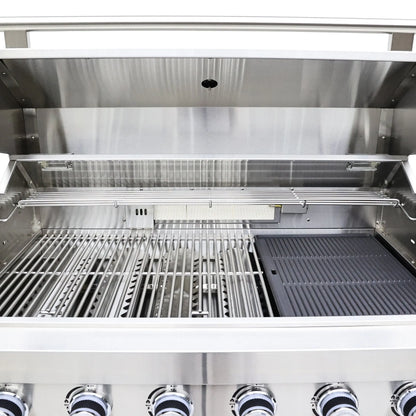 FORNO Bulnes 40-Inch BBQ, 95,000 BTU, 5 Burners, Sear & Rotisserie Infrared with Side Burner, Stainless Steel Outdoor Kitchen FORNO