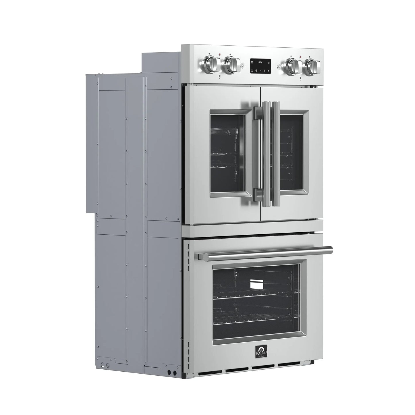 Forno Asti 30-Inch Double Electric Wall Oven with Upper French Doors in Stainless Steel, 7.36 cu. ft. FORNO