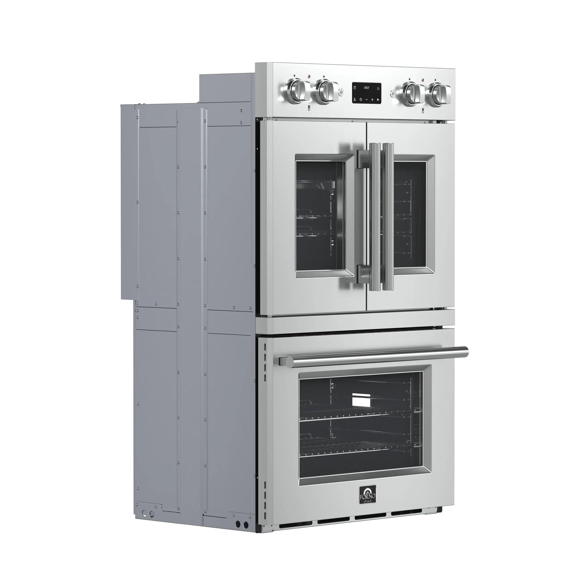 Forno Asti 30-Inch Double Electric Wall Oven with Upper French Doors in Stainless Steel, 7.36 cu. ft. FORNO